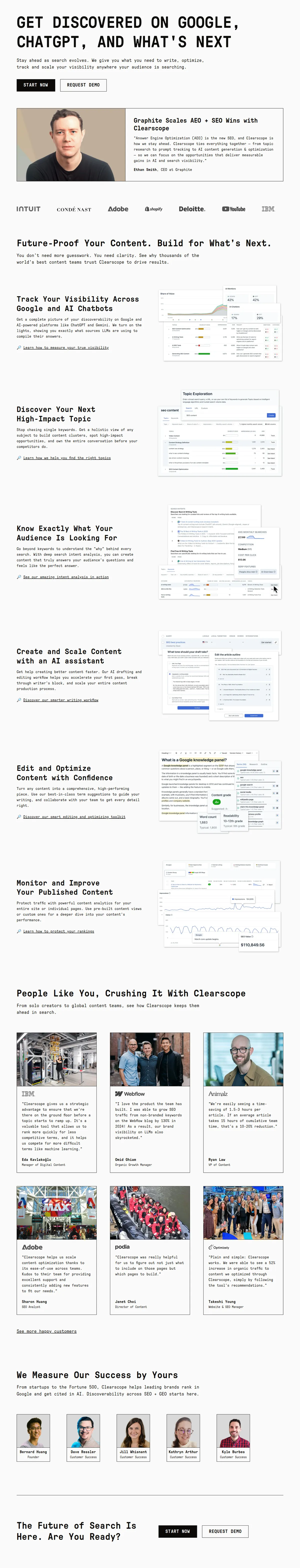 Clearscope dashboard for Clearscope