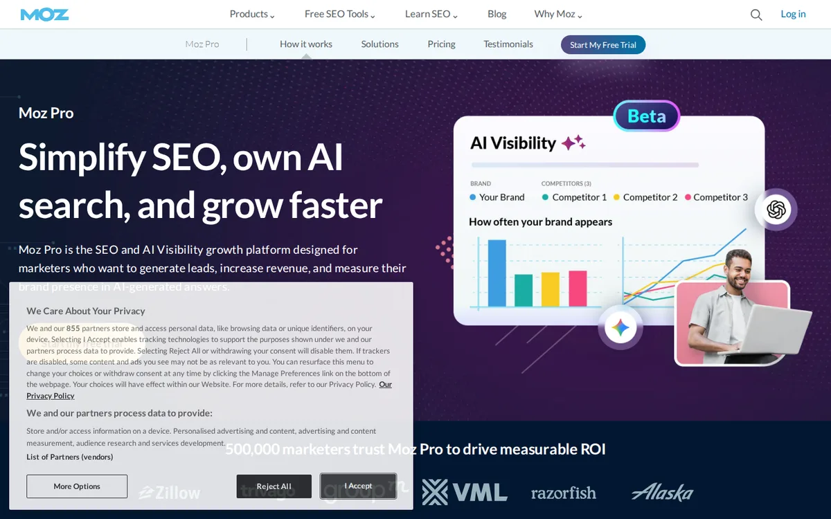 Moz Pro dashboard for Moz Pro