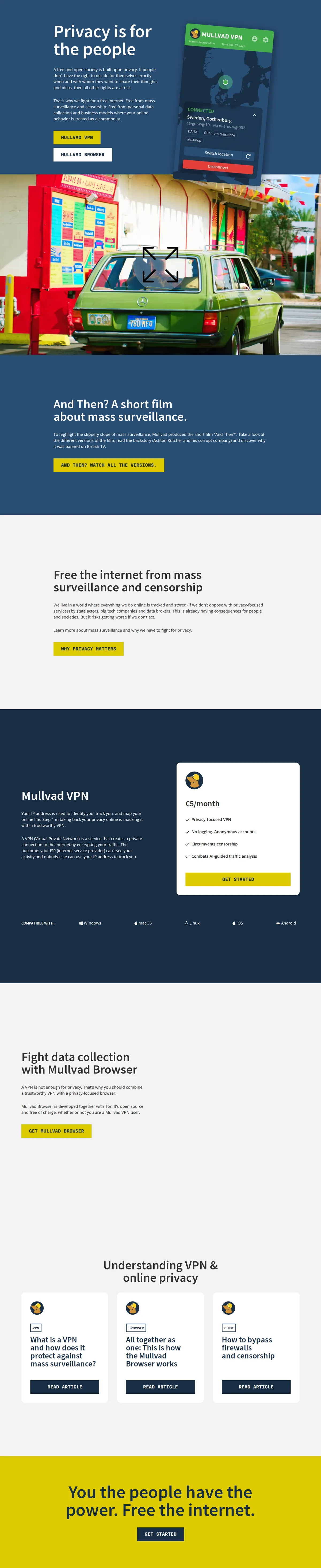 Mullvad dashboard for Mullvad