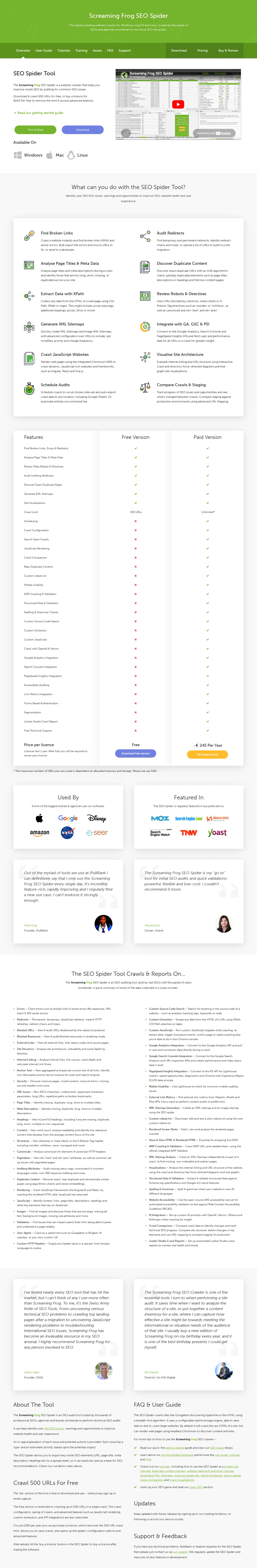Screaming Frog SEO Spider dashboard for Screaming Frog SEO Spider